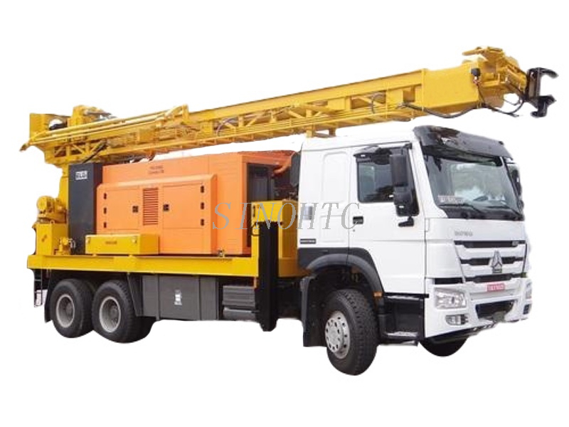 DTH Hydraulic Water Well Drilling Rig Truck with Air Compressor And Hammers