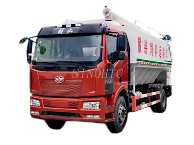 FAW Hydraulic Auger Type Carrier Livestock Feed 18~20m3 Transport Bulk Fodder Truck 